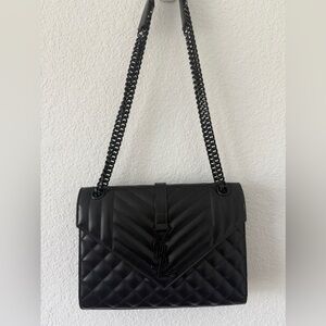 Envelope Triquilt Medium YSL Shoulder Bag in Grained Leather